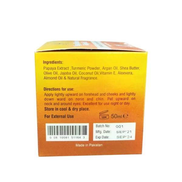 Papaya, Turmeric & Argan Oil Revitalizing & Rehydrating Cream - 50g - Image 3