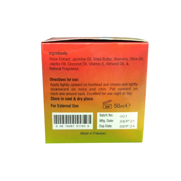 Rose, Jasmine & Shea Butter Soothing & Moisturizing Cream - 50g - Image 2